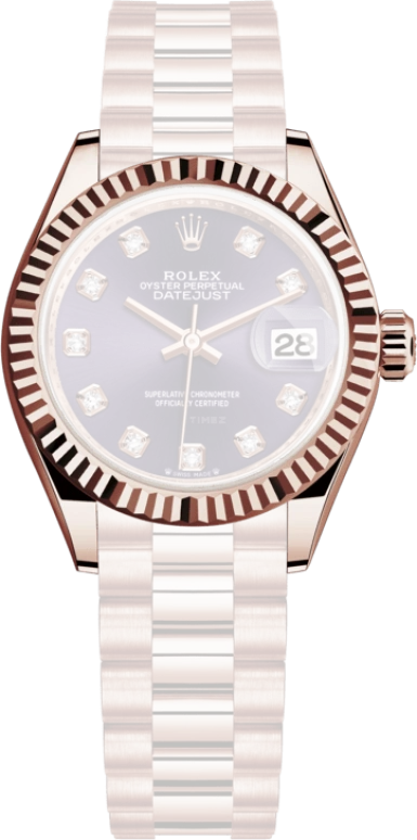 Rolex,Lady-Datejust 28mm,28mm,Rose Gold,Purple,Automatic,Day,55hours,279175,279175-0019