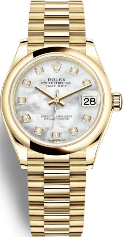 Rolex,Datejust 31 31mm,31mm,Yellow Gold,White,Automatic,Day,55hours,278248,278248-0016