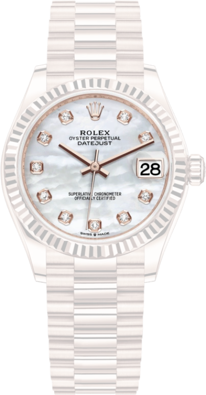Rolex,Datejust 31 31mm,31mm,Rose Gold,White,Automatic,Day,55hours,278275,278275-0009