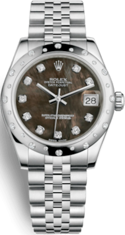 Rolex,Datejust 31 31mm,31mm,White Gold,Stainless Steel,Black,Automatic,Day,48hours,178344,178344-0008