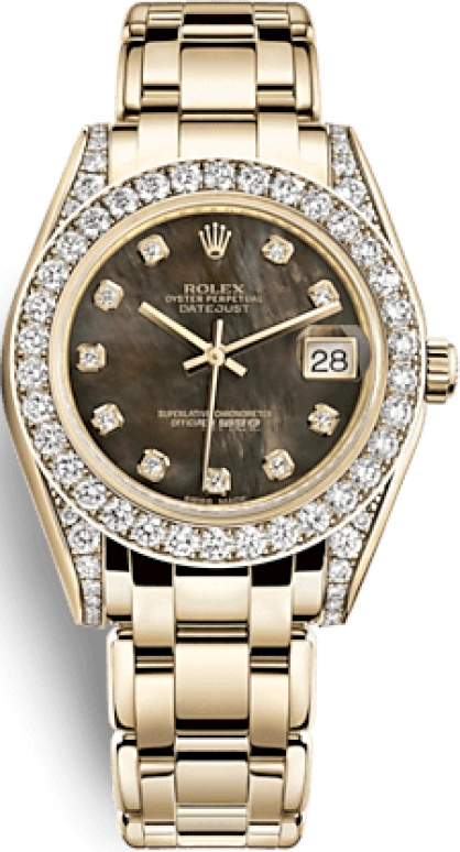 Rolex,Pearlmaster 34mm,34mm,Yellow Gold,Black,Automatic,Day,48hours,81158,81158-0066