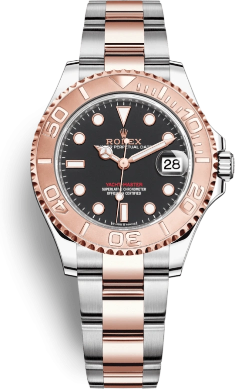 Rolex,Yacht-Master 37mm,37mm,Stainless Steel,Everose Gold,Black,Automatic,Day,55hours,268621,268621-0004