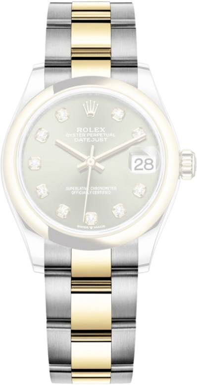 Rolex,Datejust 31 31mm,31mm,Yellow Gold,Stainless Steel,Green,Automatic,Day,55hours,278243,278243-0029