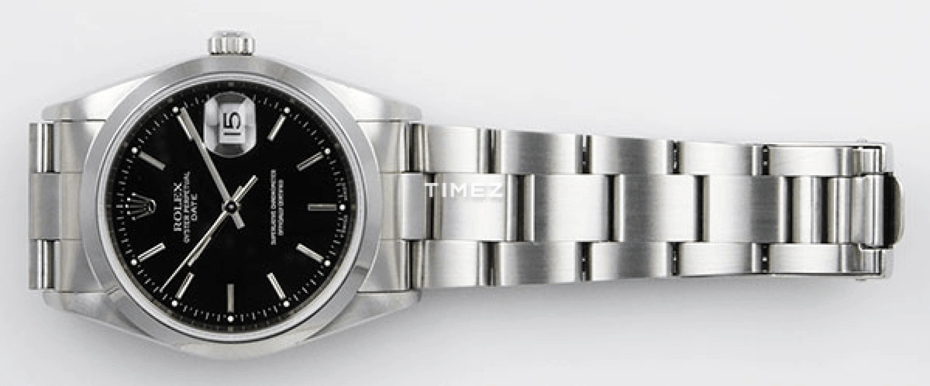 Rolex,Date 34mm,34mm,Stainless Steel,Black,Automatic,Day,48hours,15200 Black