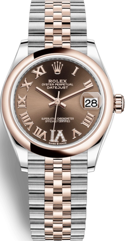 Rolex,Datejust 31 31mm,31mm,Rose Gold,Stainless Steel,Brown,Automatic,Day,55hours,278241,278241-0004
