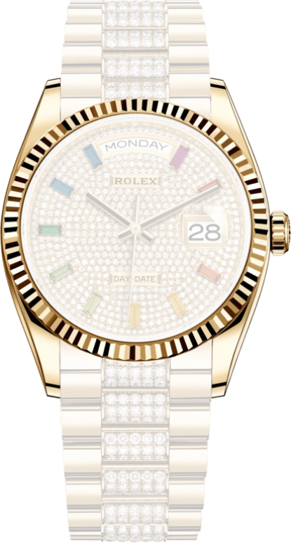 Rolex,Day-Date 36 36mm,36mm,Yellow Gold,Silver,Gold,Automatic,Date,Day,128238,128238-0052