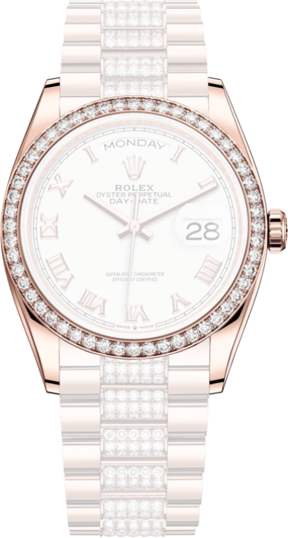 Rolex,Day-Date 36 36mm,36mm,Rose Gold,White,Automatic,Date,Day,128345RBR,128345RBR-0055