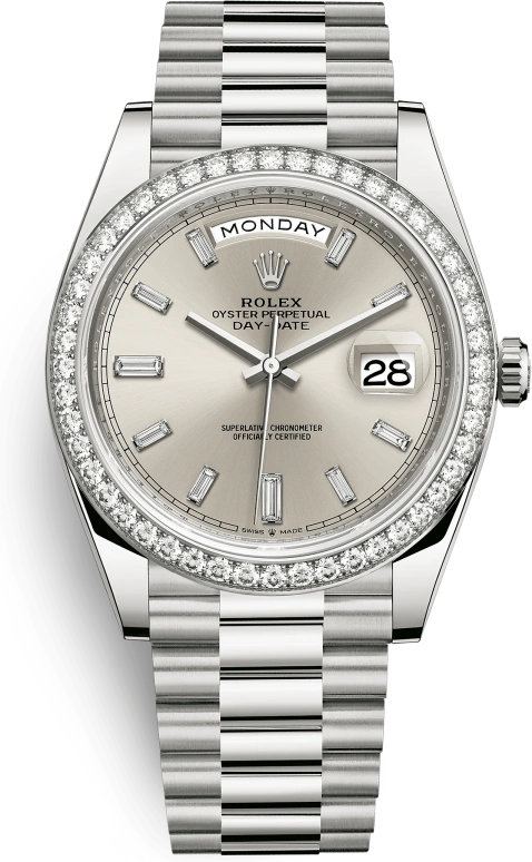 Rolex,Day-Date 40 40mm,40mm,White Gold,Silver,Automatic,Date,Day,228349RBR,228349RBR-0001