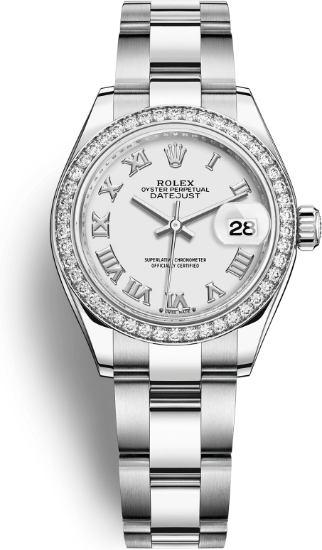 Rolex,Lady-Datejust 28mm,28mm,White Gold,Oystersteel,White,Automatic,Day,55hours,279384RBR,279384RBR-0020