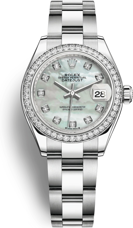 Rolex,Lady-Datejust 28mm,28mm,White Gold,Oystersteel,White,Automatic,Day,55hours,279384RBR,279384RBR-0012
