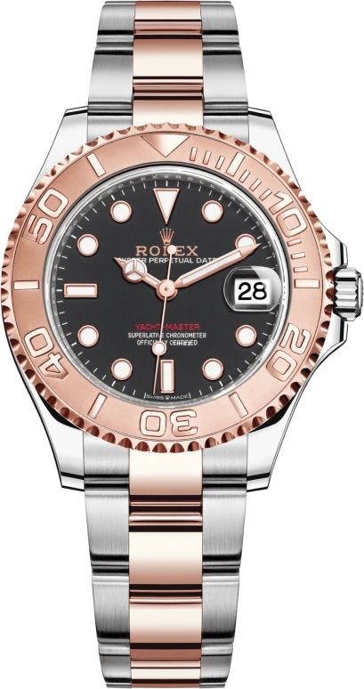Rolex,Yacht-Master 37mm,37mm,Stainless Steel,Everose Gold,Black,Automatic,Day,55hours,268621,268621-0004