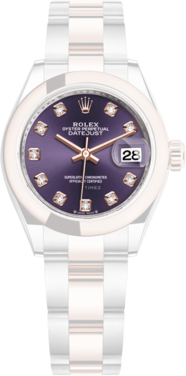 Rolex,Lady-Datejust 28mm,28mm,Everose Gold,Oystersteel,Purple,Automatic,Day,55hours,279161,279161-0016