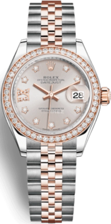 Rolex,Lady-Datejust 28mm,28mm,Rose Gold,Stainless Steel,Pink,Automatic,Day,55hours,279381RBR,279381RBR-0019