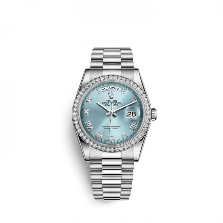Rolex,Day-Date 36 36mm,36mm,Platinum,Ice Blue,Automatic,Date,Day,118346,118346-0023