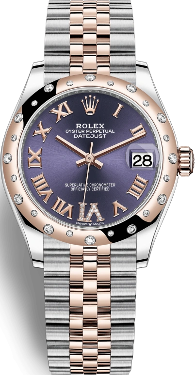 Rolex,Datejust 31 31mm,31mm,Rose Gold,Stainless Steel,Purple,Automatic,Day,55hours,278341RBR,278341RBR-0020