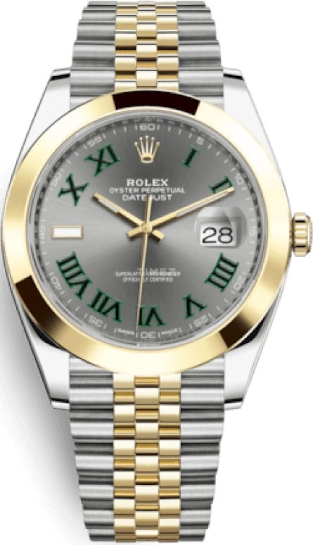 Rolex,Datejust 41 41mm,41mm,Yellow Gold,Stainless Steel,Grey,Automatic,Day,70hours,126303,126303-0020