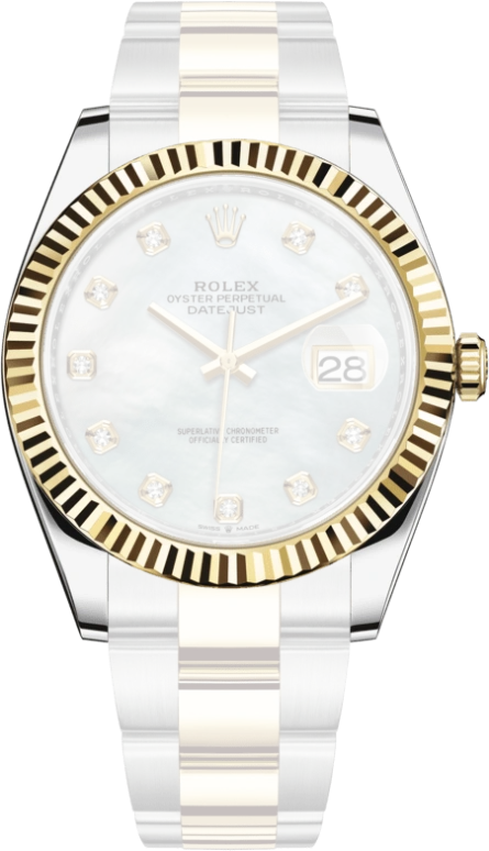 Rolex,Datejust 41 41mm,41mm,Yellow Gold,Stainless Steel,White,Automatic,Day,70hours,126333,126333-0017