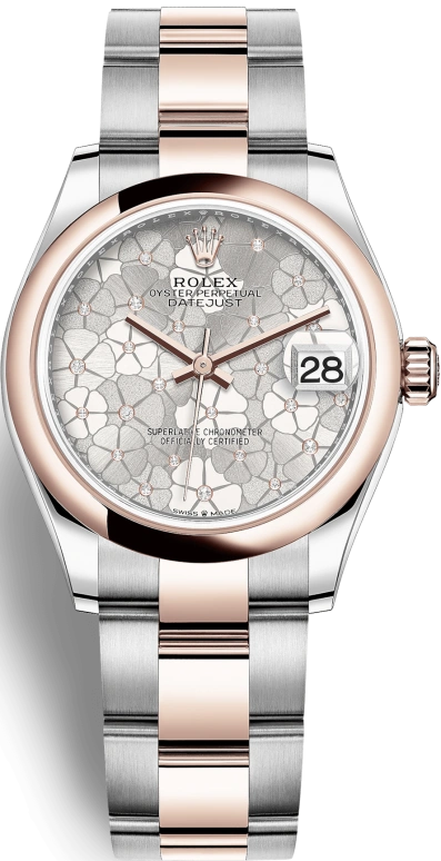 Rolex,Datejust 31 31mm,31mm,Rose Gold,Stainless Steel,Silver,Automatic,Day,55hours,278241,278241-0031