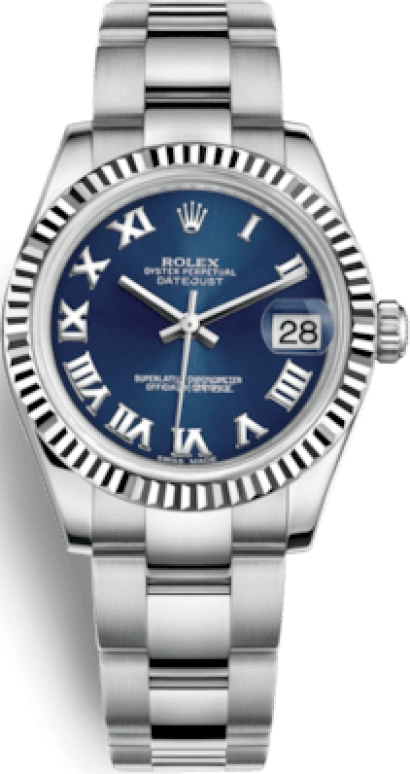 Rolex,Datejust 31 31mm,31mm,White Gold,Stainless Steel,Blue,Automatic,Day,48hours,178274,178274-0080