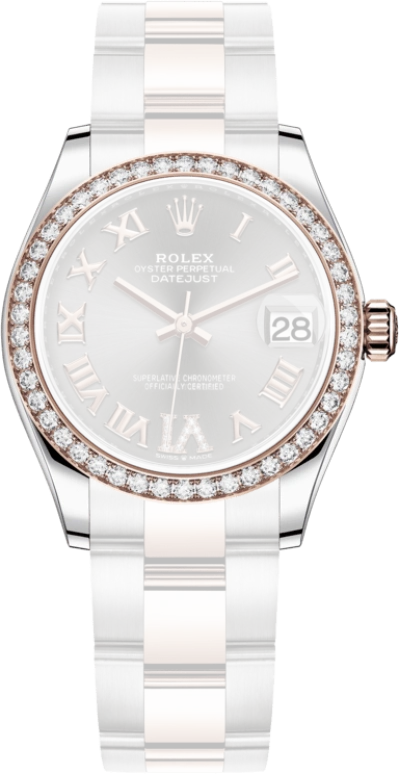 Rolex,Datejust 31 31mm,31mm,Rose Gold,Stainless Steel,Grey,Automatic,Day,55hours,278381RBR,278381RBR-0029