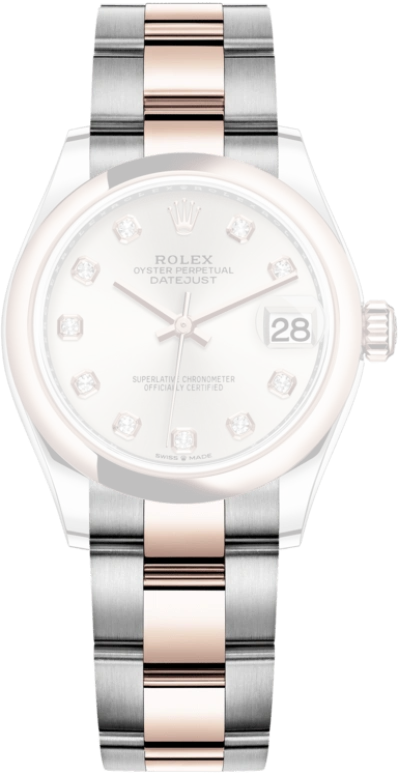 Rolex,Datejust 31 31mm,31mm,Rose Gold,Stainless Steel,Silver,Automatic,Day,55hours,278241,278241-0015