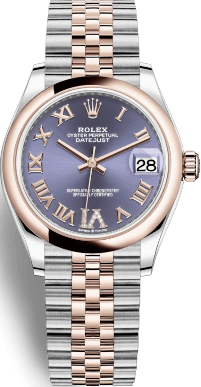 Rolex,Datejust 31 31mm,31mm,Rose Gold,Stainless Steel,Purple,Automatic,Day,55hours,278241,278241-0020