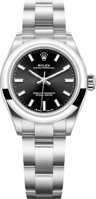 Rolex,Oyster Perpetual 28mm,28mm,Stainless Steel,Black,Automatic,55hours,In-house Caliber,276200,276200-0002