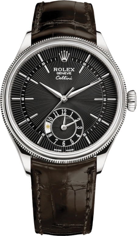 Rolex,Cellini 39mm,39mm,White Gold,Black,Automatic,Dule Time,48hours,50529,50529-0010