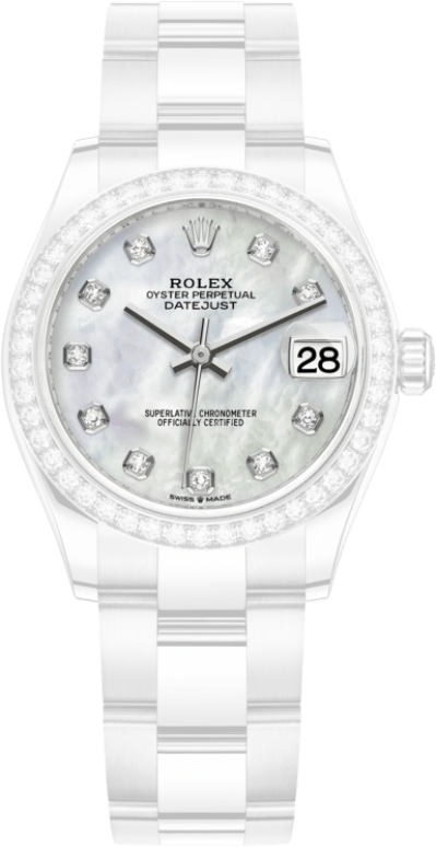 Rolex,Datejust 31 31mm,31mm,White Gold,Stainless Steel,White,Automatic,Day,55hours,278384RBR,278384RBR-0007