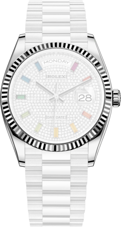 Rolex,Day-Date 36 36mm,36mm,White Gold,Silver,Automatic,Date,Day,128239,128239-0019