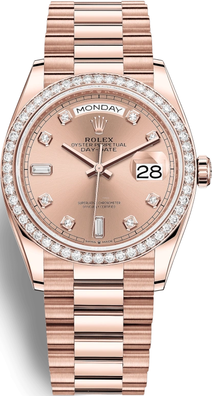 Rolex,Day-Date 36 36mm,36mm,Rose Gold,Pink,Automatic,Date,Day,128345RBR,128345RBR-0009