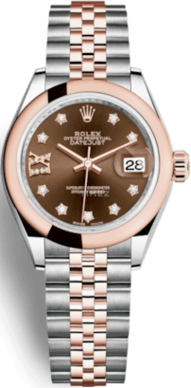 Rolex,Lady-Datejust 28mm,28mm,Everose Gold,Oystersteel,Brown,Automatic,Day,55hours,279161,279161-0003