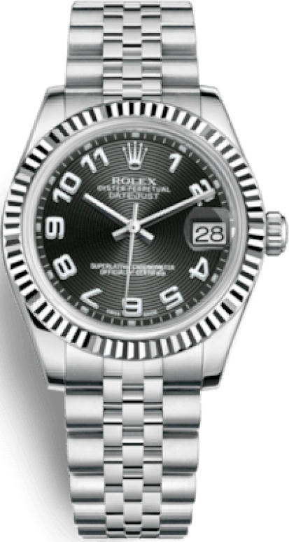 Rolex,Datejust 31 31mm,31mm,White Gold,Stainless Steel,Black,Automatic,Day,48hours,178274,178274-0005