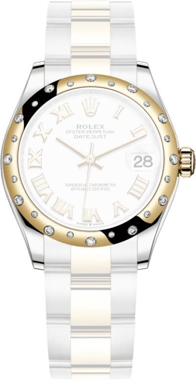 Rolex,Datejust 31 31mm,31mm,Yellow Gold,Stainless Steel,White,Automatic,Day,55hours,278343RBR,278343RBR-0001