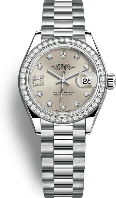 Rolex,Lady-Datejust 28mm,28mm,White Gold,Silver,Automatic,Day,55hours,279139RBR,279139RBR-0003