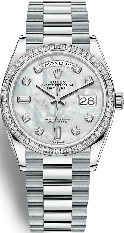 Rolex,Day-Date 36 36mm,36mm,Platinum,White,Automatic,Date,Day,128396TBR,128396TBR-0005