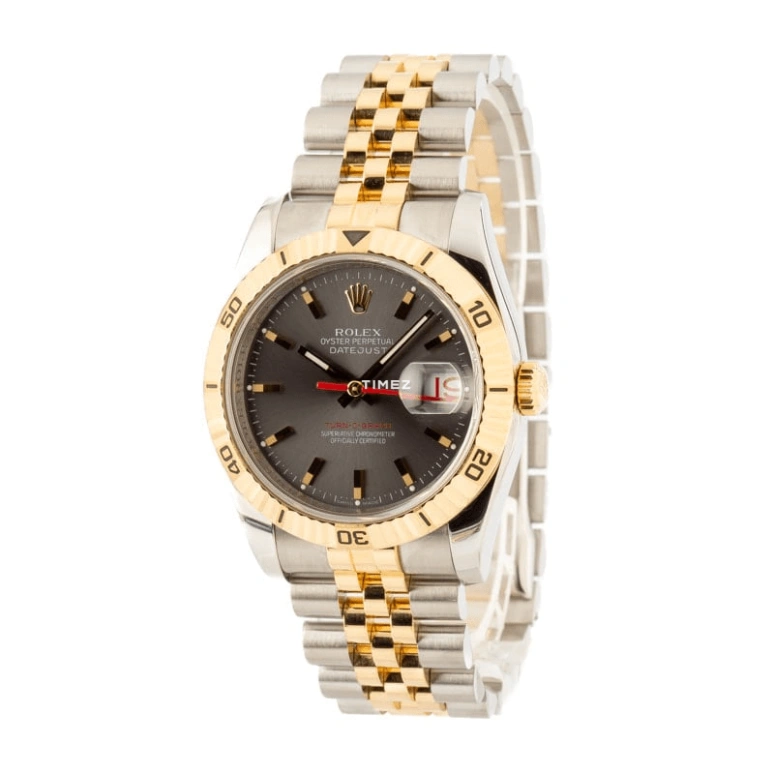 Rolex,Datejust 36 36mm,36mm,Stainless Steel,Yellow Gold,Grey,Automatic,Day,48hours,116263 Turn,116263 Turn-O-Graph grey Jubilee