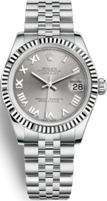 Rolex,Datejust 31 31mm,31mm,White Gold,Stainless Steel,Grey,Automatic,Day,48hours,178274,178274-0063