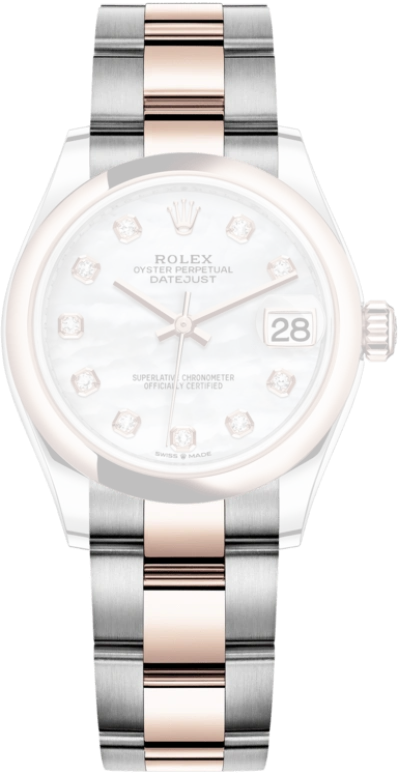 Rolex,Datejust 31 31mm,31mm,Rose Gold,Stainless Steel,White,Automatic,Day,55hours,278241,278241-0025