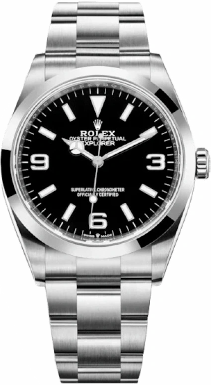 Rolex,Explorer 36mm,36mm,Stainless Steel,Black,Automatic,70hours,In-house Caliber,124270,124270-0001