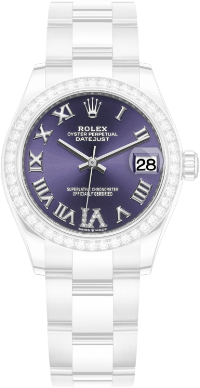 Rolex,Datejust 31 31mm,31mm,White Gold,Stainless Steel,Purple,Automatic,Day,55hours,278384RBR,278384RBR-0029