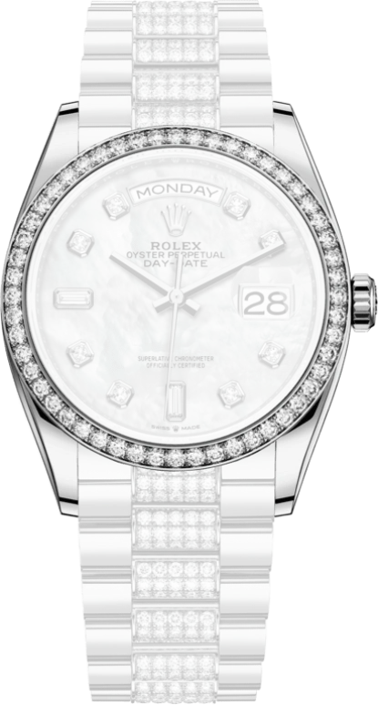 Rolex,Day-Date 36 36mm,36mm,White Gold,White,Automatic,Date,Day,128349RBR,128349RBR-0014