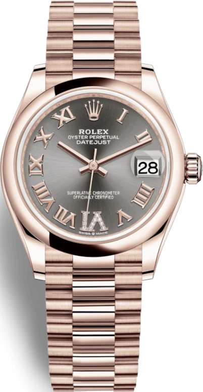 Rolex,Datejust 31 31mm,31mm,Rose Gold,Grey,Automatic,Day,55hours,278245,278245-0032