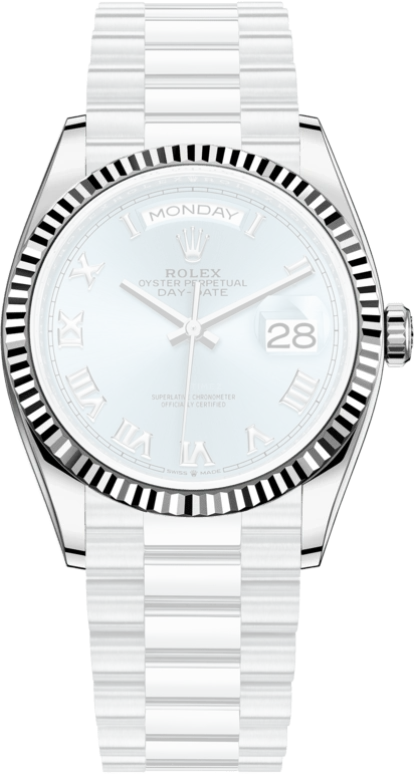 Rolex,Day-Date 36 36mm,36mm,Platinum,Ice Blue,Automatic,Date,Day,128236,128236-0008