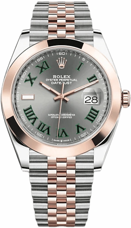 Rolex,Datejust 41 41mm,41mm,Rose Gold,Stainless Steel,Grey,Automatic,Day,70hours,126301,126301-0016