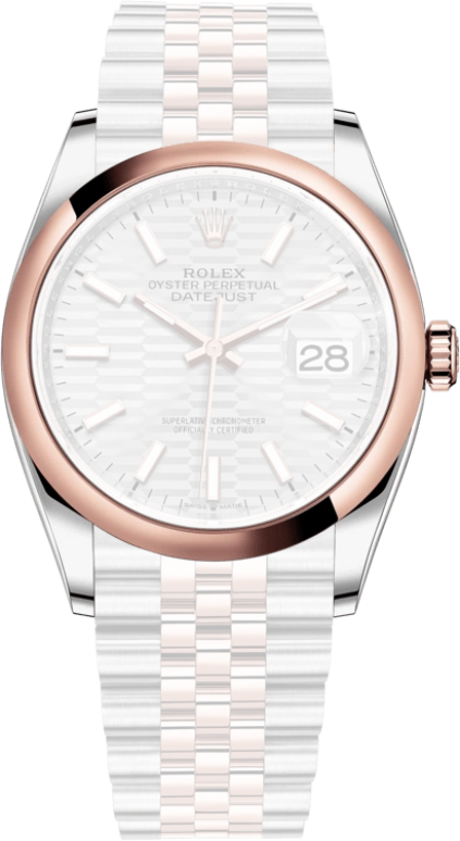 Rolex,Datejust 36 36mm,36mm,Rose Gold,Stainless Steel,Silver,Automatic,Day,70hours,126201,126201-0033