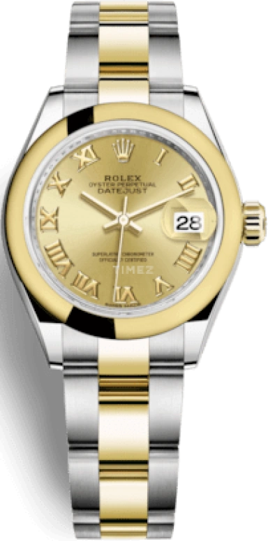 Rolex,Lady-Datejust 28mm,28mm,Yellow Gold,Oystersteel,Champagne,Automatic,Day,55hours,279163,279163-0010