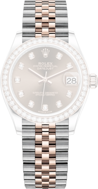 Rolex,Datejust 31 31mm,31mm,Rose Gold,Stainless Steel,Brown,Automatic,Day,55hours,278381RBR,278381RBR-0028