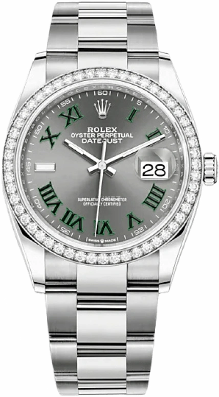 Rolex,Datejust 36 36mm,36mm,White Gold,Stainless Steel,Grey,Automatic,Day,70hours,126284RBR,126284RBR-0038