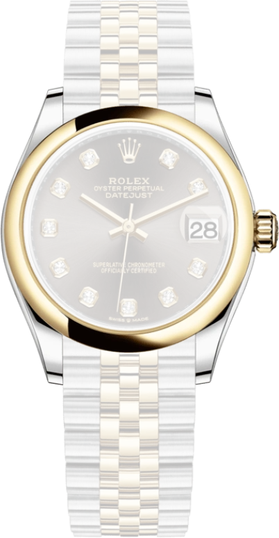 Rolex,Datejust 31 31mm,31mm,Yellow Gold,Stainless Steel,Grey,Automatic,Day,55hours,278243,278243-0022
